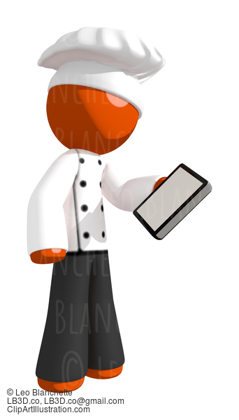 Orange Man Chef Checking Phone #15982