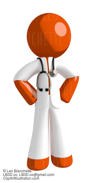 Orange Man Doctor With Hands On Hips #16174