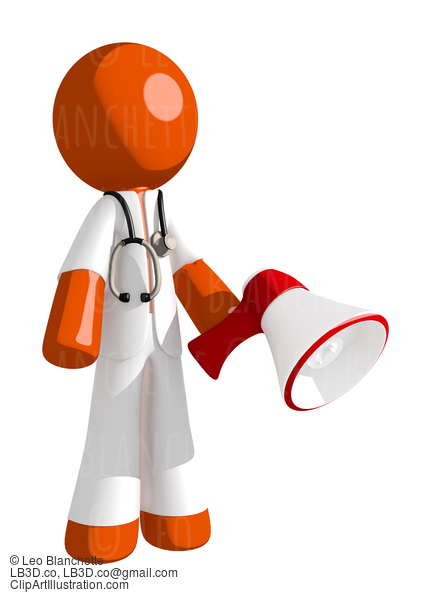 Orange Man Doctor Holding Megaphone And Standing #16176