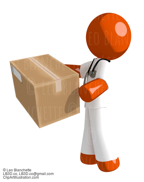 Orange Man Doctor Delivering A Package #16178