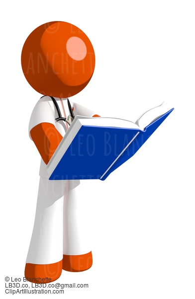 Orange Man Doctor Standing Reading Book #16200