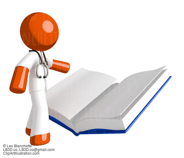 Orange Man Doctor Reading Open Book #16202