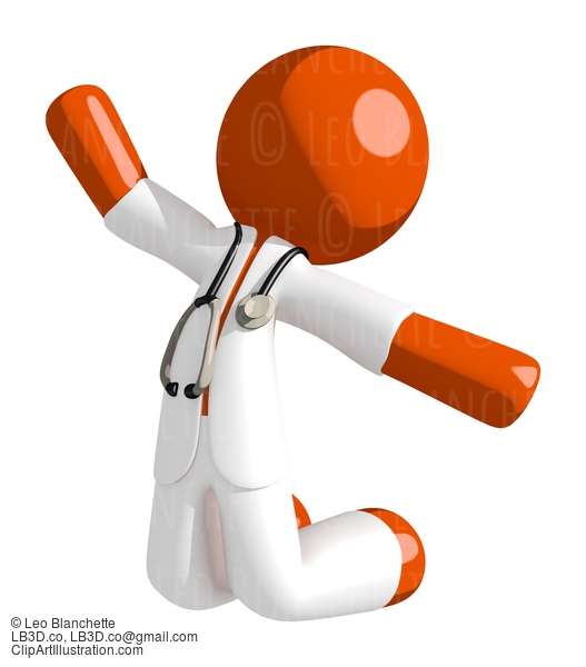 Orange Man Doctor Jumping Or Kneeling #16205