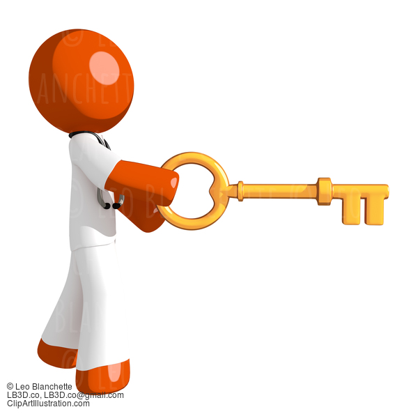 Orange Man Doctor Inserting Key #16209