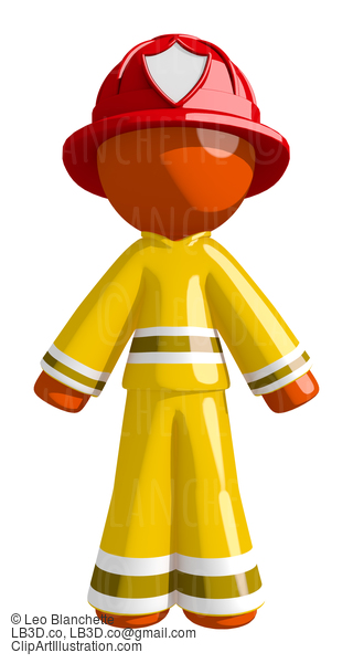 Orange Man Firefighter Standing #16574