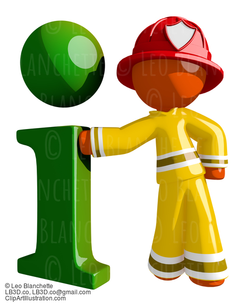 Orange Man Firefighter With Info Symbol #16610