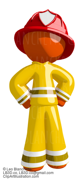 Orange Man Fireman With Hands On Hips #16611