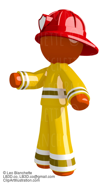 Orange Man Firefighter Pointing Left #16616