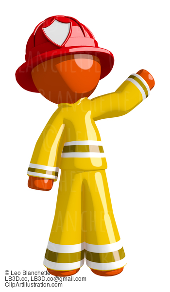 Orange Man Firefighter Waving #16620