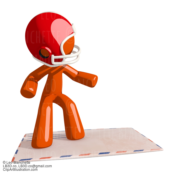 Football Player Orange Man Surfing On An Envelope #16356