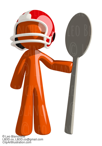 Football Player Orange Man Holding A Giant Spoon #16361