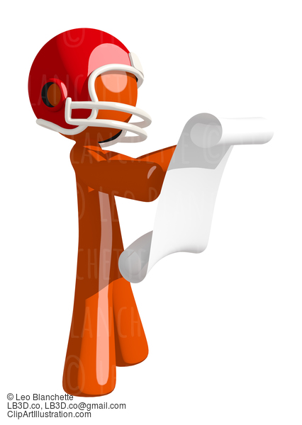 Football Player Orange Man Checking Score #16363