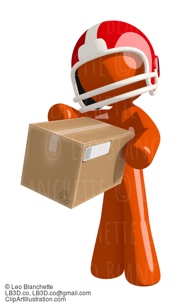 Football Player Orange Man Delivering A Box #16373