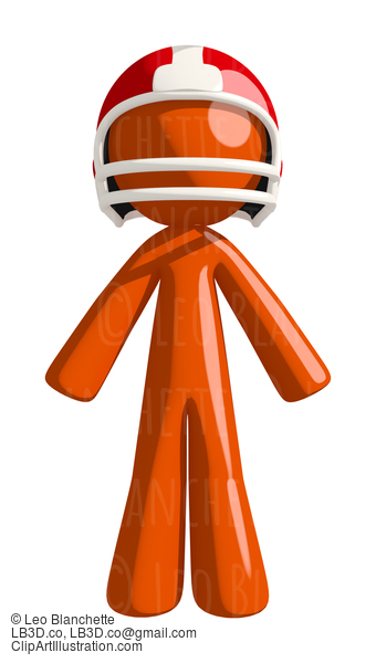 Football Player Orange Man Standing #16376