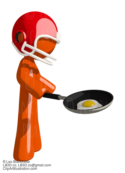 Football Player Orange Man Frying An Egg #16380