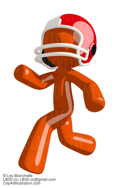 Football Player Orange Man Running Left #16382