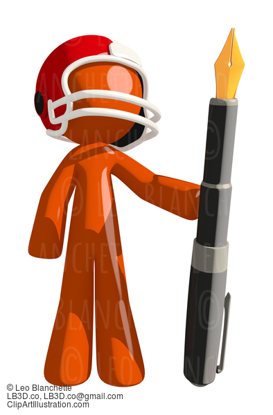 Football Player Orange Man Player With Giant Fountain Pen #16386