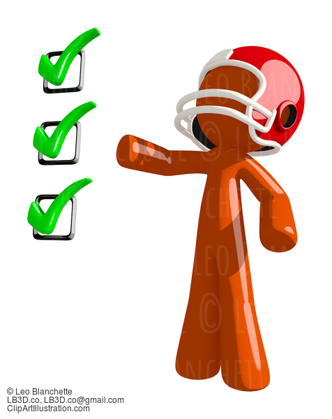 Football Player Orange Man Keeping Score #16388