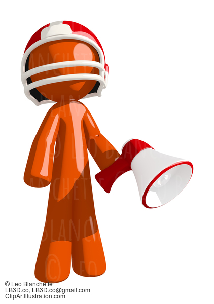 Football Player Orange Man Holding A Red Megaphone #16392