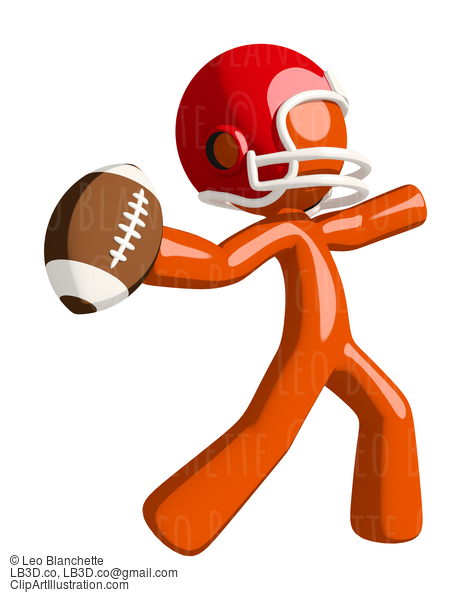 Football Player Orange Man Throwing Football. #16393