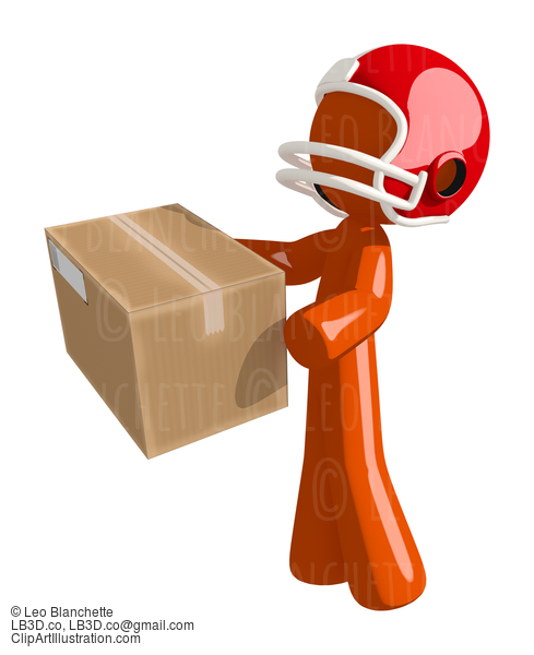 Football Player Orange Man Sending A Box #16396