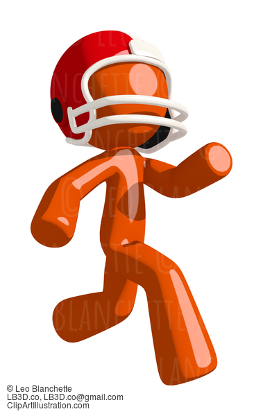 Football Player Orange Man Running Right #16397