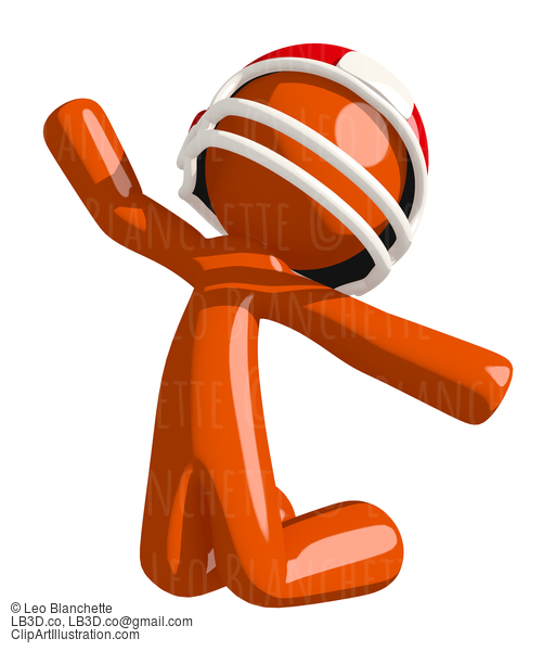 Football Player Orange Man Jumping In Excitement #16398