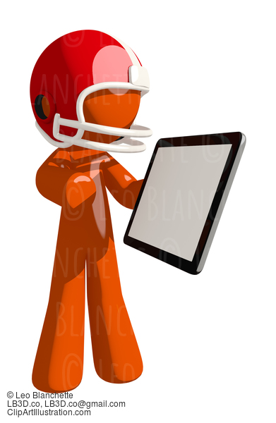 Football Player Orange Man Holding A Tablet Tracking Score #16402