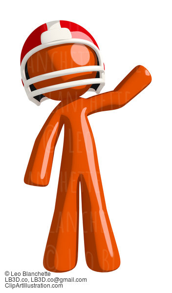 Football Player Orange Man Waving #16406