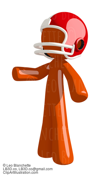 Football Player Orange Man Gesturing #16407