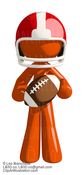 Football Player Orange Man Holding A Football #16410