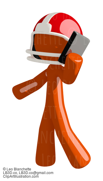 Football Player Orange Man Talking On Iphone #16412