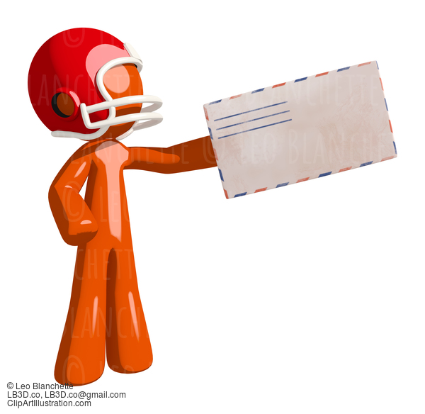 Football Player Orange Man Delivering Letter #16429