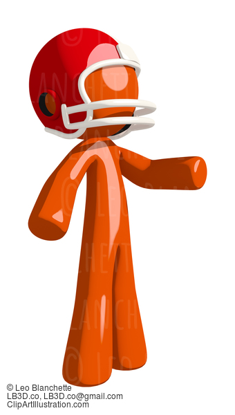 Football Player Orange Man Gesturing #16432