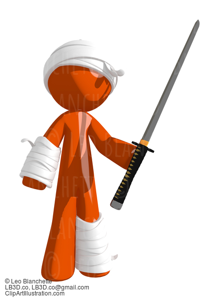 Personal Injury Victim Standing With Ninja Sword #16496