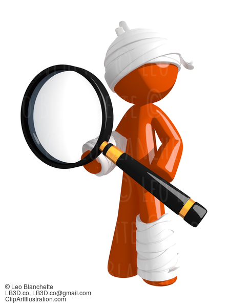 Personal Injury Victim Posing With Large Magnifying Glass #16536