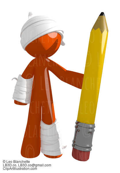 Personal Injury Victim Holding Large Pencil #16544