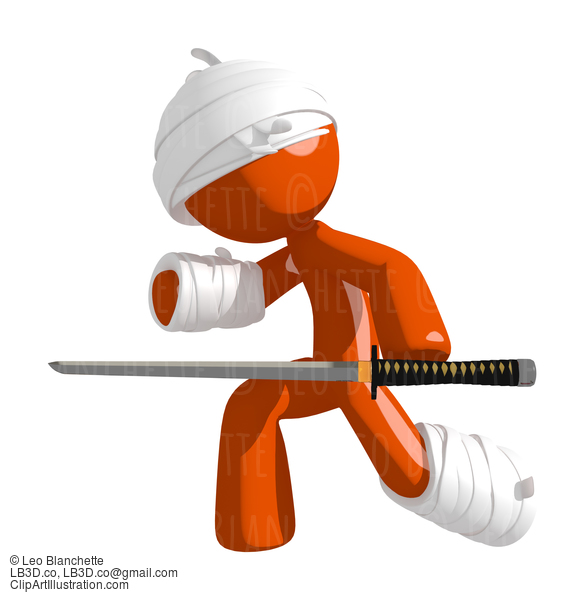 Personal Injury Victim Defense Pose Ninja Sword #16572