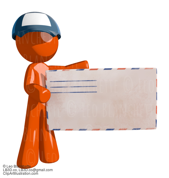 Orange Man Postal Mail Worker Large Envelope #15986