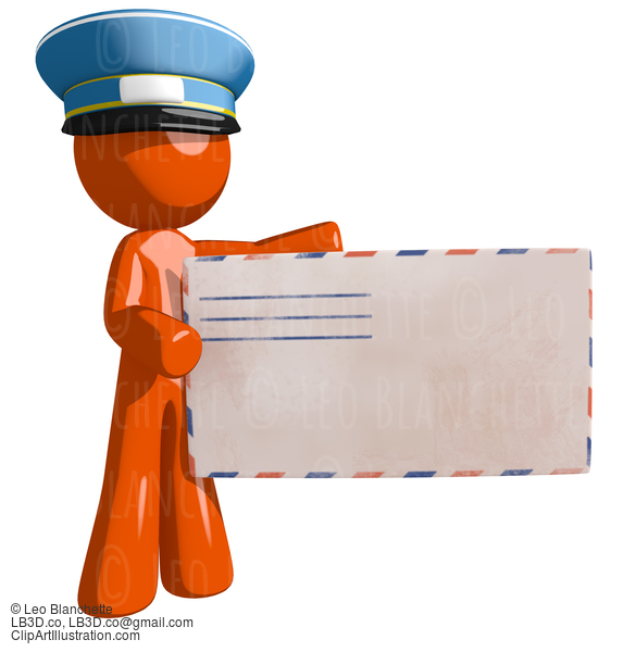 Orange Man Postal Mail Worker Large Envelope #16001