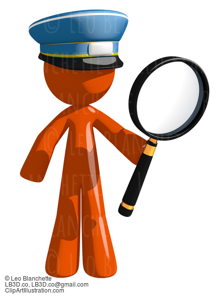 Orange Man Postal Mail Worker Holding Magnifying Glass #16026