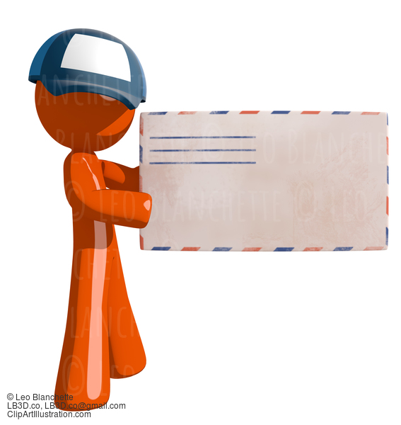 Orange Man Postal Mail Worker Envelope #16037