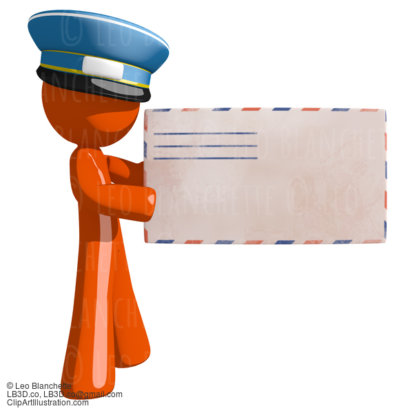 Orange Man Postal Mail Worker Envelope #16076