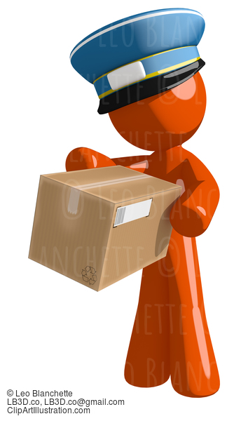 Orange Man Postal Mail Worker Box Delivery #16085