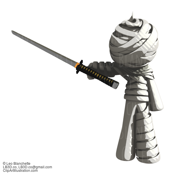 Mummy Or Personal Injury Concept Triumphant With Ninja Sword #16278