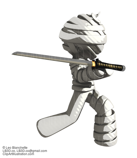 Mummy Or Personal Injury Concept Posing Defensively With Ninja Sword #16301