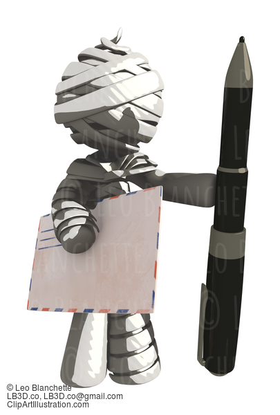 Mummy Or Personal Injury Concept Holding Large Pen And Envelope #16307