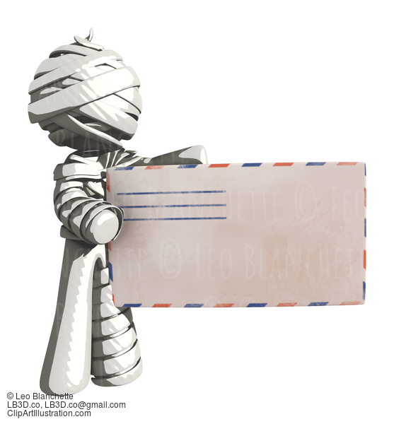 Mummy Or Personal Injury Concept Holding A Large Letter Or Envelope #16312