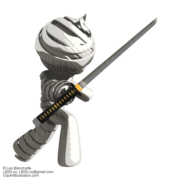 Mummy Or Personal Injury Concept Posing With Ninja Sword #16322