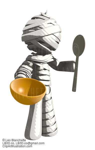 Mummy Or Personal Injury Concept Holding Bowl And Spoon #16323